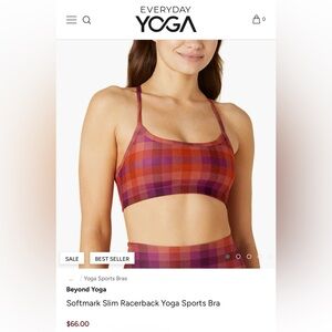 Beyond Yoga Softmark Racerback Sports Bra - Purple and Red Checkered- size L
